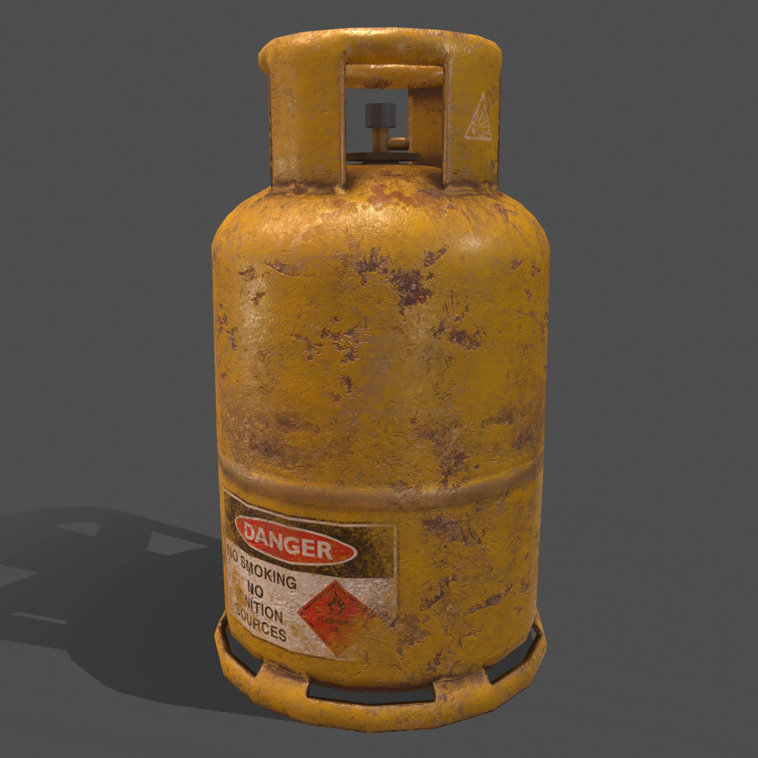 pbr cooking gas cylinder - yellow 3D Model .c4d .max .obj .3ds .fbx .stl .blend