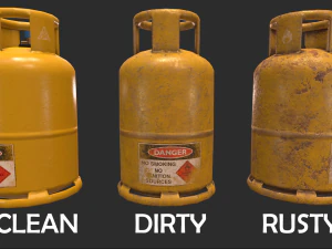 pbr cooking gas cylinder - yellow 3D Model