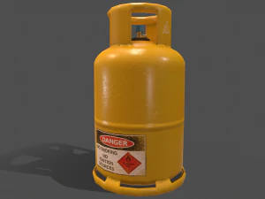 pbr cooking gas cylinder - yellow 3D Model