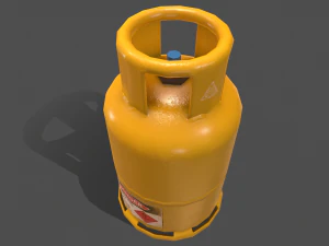 pbr cooking gas cylinder - yellow 3D Model