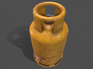 pbr cooking gas cylinder - yellow 3D Model