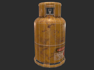 pbr cooking gas cylinder - yellow 3D Model