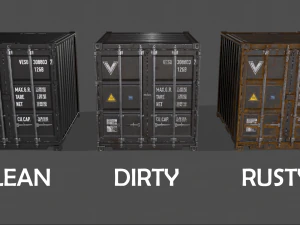 pbr 10 ft storage container - black 3D Model