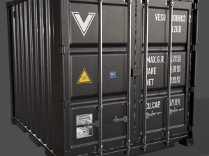 pbr 10 ft storage container - black 3D Model