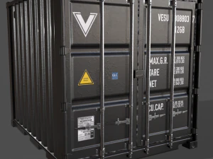 pbr 10 ft storage container - black 3D Model