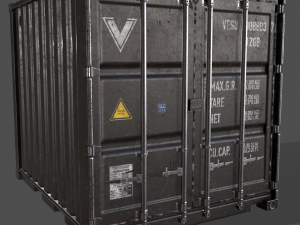 pbr 10 ft storage container - black 3D Model