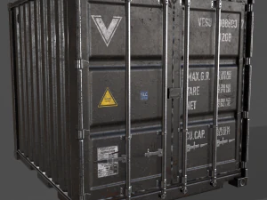 pbr 10 ft storage container - black 3D Model