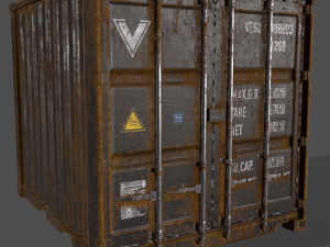 pbr 10 ft storage container - black 3D Model