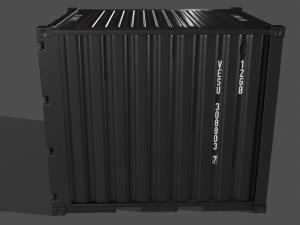 pbr 10 ft storage container - black 3D Model