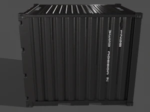 pbr 10 ft storage container - black 3D Model