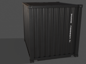 pbr 10 ft storage container - black 3D Model