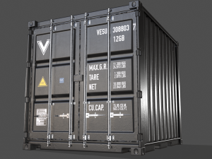 pbr 10 ft storage container - black 3D Model