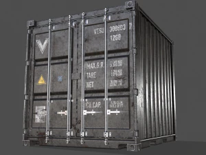 pbr 10 ft storage container - black 3D Model