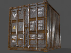 pbr 10 ft storage container - black 3D Model