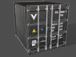 pbr 10 ft storage container - black 3D Model