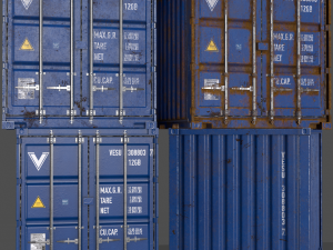 pbr 10 ft storage container - blue 3D Model