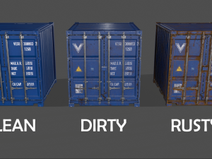 pbr 10 ft storage container - blue 3D Model