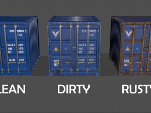 pbr 10 ft storage container - blue 3D Model