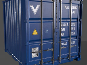 pbr 10 ft storage container - blue 3D Model