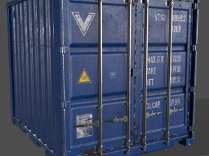 pbr 10 ft storage container - blue 3D Model