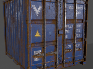 pbr 10 ft storage container - blue 3D Model