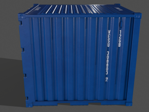 pbr 10 ft storage container - blue 3D Model