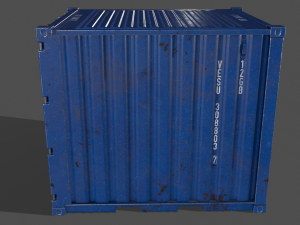 pbr 10 ft storage container - blue 3D Model