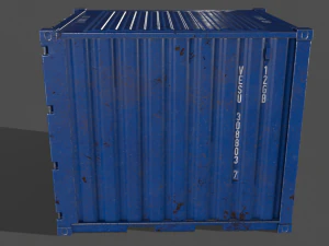 pbr 10 ft storage container - blue 3D Model