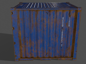 pbr 10 ft storage container - blue 3D Model