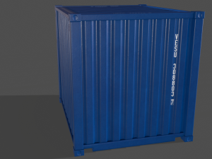 pbr 10 ft storage container - blue 3D Model