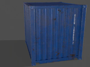 pbr 10 ft storage container - blue 3D Model