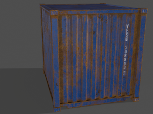 pbr 10 ft storage container - blue 3D Model
