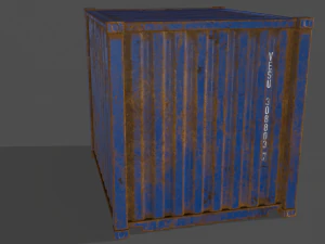 pbr 10 ft storage container - blue 3D Model