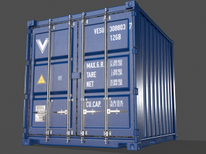 pbr 10 ft storage container - blue 3D Model
