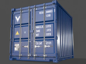 pbr 10 ft storage container - blue 3D Model