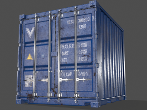 pbr 10 ft storage container - blue 3D Model