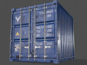 pbr 10 ft storage container - blue 3D Model