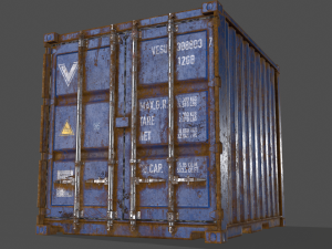 pbr 10 ft storage container - blue 3D Model