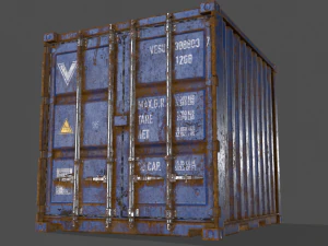 pbr 10 ft storage container - blue 3D Model