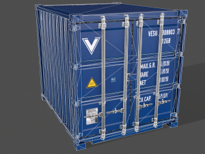 pbr 10 ft storage container - blue 3D Model