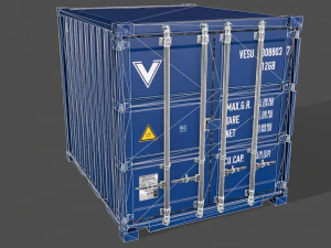 pbr 10 ft storage container - blue 3D Model
