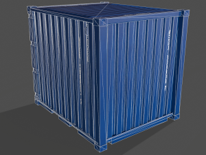 pbr 10 ft storage container - blue 3D Model