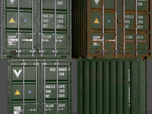 pbr 10 ft storage container - green 3D Model