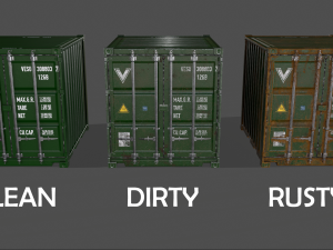 pbr 10 ft storage container - green 3D 模型