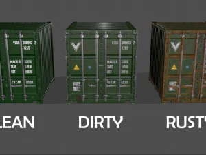 pbr 10 ft storage container - green 3D Model
