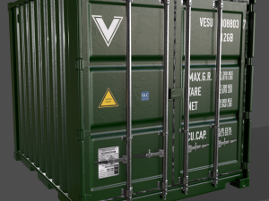 pbr 10 ft storage container - green 3D 模型