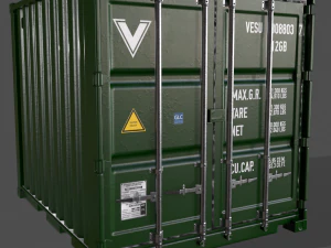pbr 10 ft storage container - green 3D Model