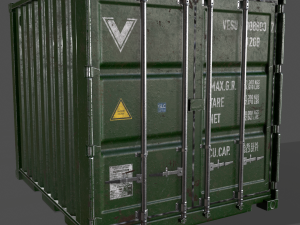 pbr 10 ft storage container - green 3D 模型