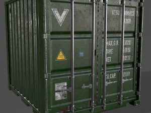 pbr 10 ft storage container - green 3D Model