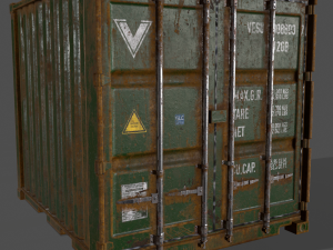 pbr 10 ft storage container - green 3D 模型